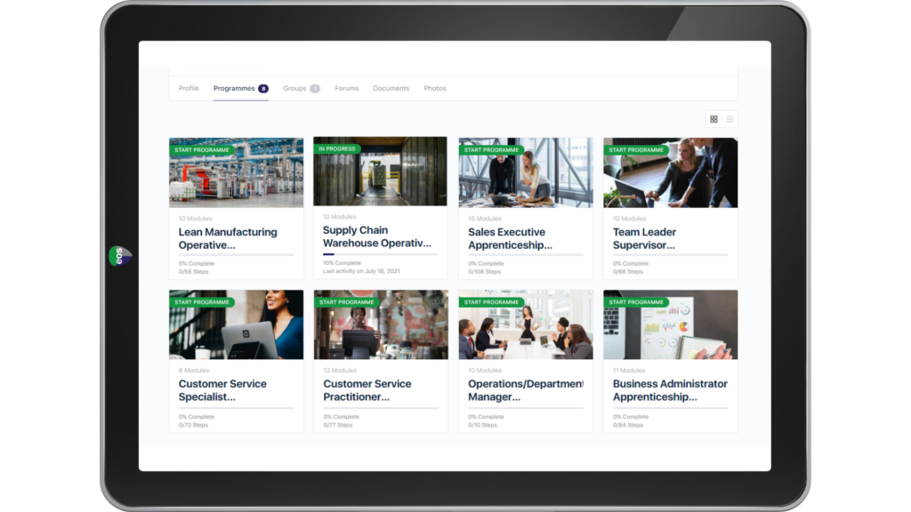 Lots of Eos Learn apprenticeship standards available on our Apprenticeship Management System